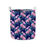 Pink Peony Floral Flower Pattern Print Collapsible Laundry Basket