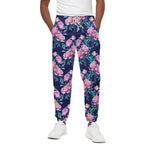 Pink Peony Floral Flower Pattern Print Cotton Pants