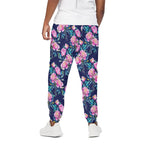 Pink Peony Floral Flower Pattern Print Cotton Pants