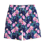Pink Peony Floral Flower Pattern Print Cotton Shorts