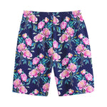 Pink Peony Floral Flower Pattern Print Cotton Shorts