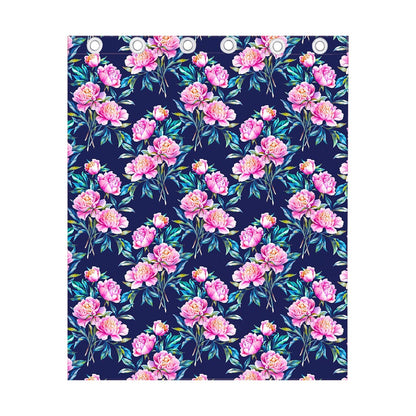 Pink Peony Floral Flower Pattern Print Curtain