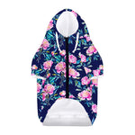 Pink Peony Floral Flower Pattern Print Dog Zip Up Hoodie