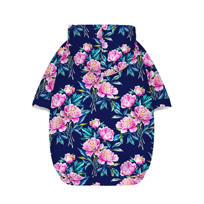 Pink Peony Floral Flower Pattern Print Dog Zip Up Hoodie