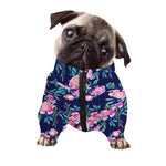 Pink Peony Floral Flower Pattern Print Dog Zip Up Jacket