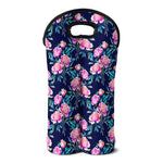 Pink Peony Floral Flower Pattern Print Double Neoprene Wine Tote