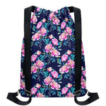 Pink Peony Floral Flower Pattern Print Drawstring Backpack