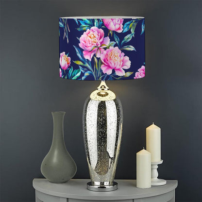 Pink Peony Floral Flower Pattern Print Drum Lamp Shade