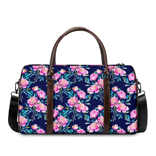 Pink Peony Floral Flower Pattern Print Duffle Bag