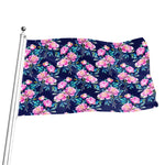 Pink Peony Floral Flower Pattern Print Flag