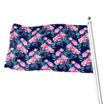 Pink Peony Floral Flower Pattern Print Flag
