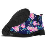 Pink Peony Floral Flower Pattern Print Flat Ankle Boots