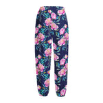 Pink Peony Floral Flower Pattern Print Fleece Lined Knit Pants