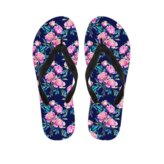 Pink Peony Floral Flower Pattern Print Flip Flops