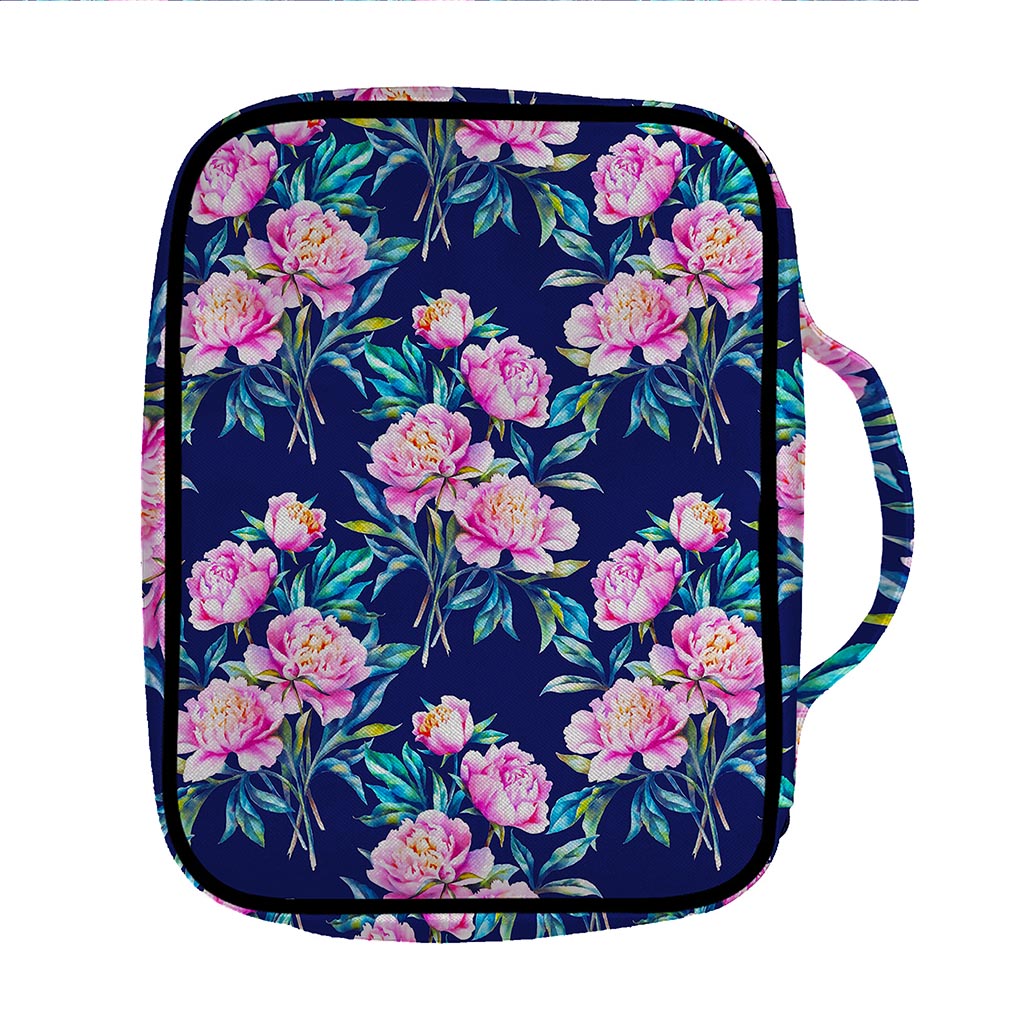 Pink Peony Floral Flower Pattern Print Front Pocket Bible Bag