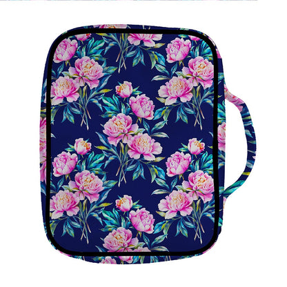 Pink Peony Floral Flower Pattern Print Front Pocket Bible Bag