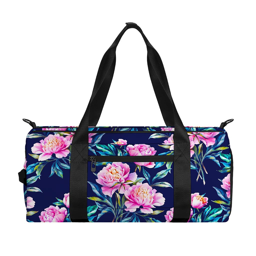 Pink Peony Floral Flower Pattern Print Gym Bag