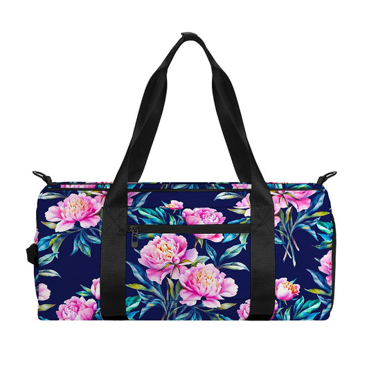 Pink Peony Floral Flower Pattern Print Gym Bag