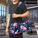 Pink Peony Floral Flower Pattern Print Gym Bag