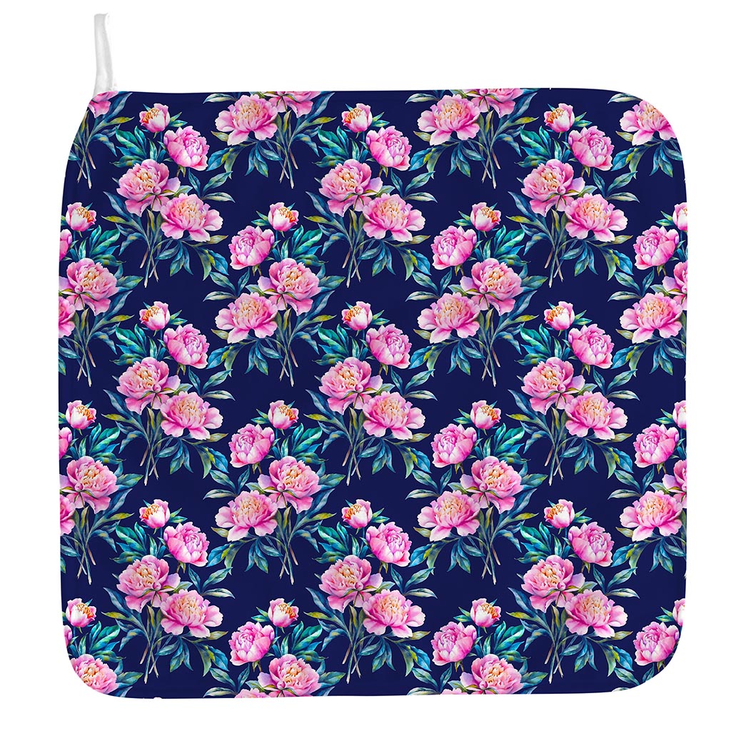 Pink Peony Floral Flower Pattern Print Hand Towel