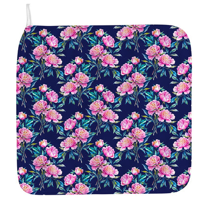 Pink Peony Floral Flower Pattern Print Hand Towel