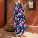 Pink Peony Floral Flower Pattern Print Harem Pants