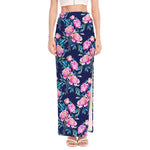 Pink Peony Floral Flower Pattern Print High Slit Maxi Skirt
