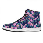 Pink Peony Floral Flower Pattern Print High Top Leather Sneakers