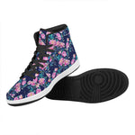 Pink Peony Floral Flower Pattern Print High Top Leather Sneakers