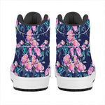 Pink Peony Floral Flower Pattern Print High Top Leather Sneakers