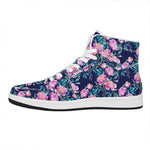 Pink Peony Floral Flower Pattern Print High Top Leather Sneakers