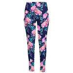Pink Peony Floral Flower Pattern Print High-Waisted Pocket Leggings