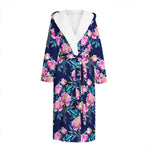 Pink Peony Floral Flower Pattern Print Hooded Bathrobe