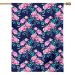 Pink Peony Floral Flower Pattern Print House Flag