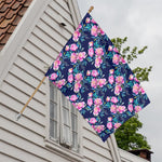 Pink Peony Floral Flower Pattern Print House Flag