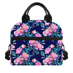 Pink Peony Floral Flower Pattern Print Insulated Lunch Bag