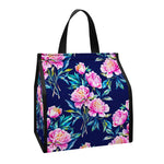 Pink Peony Floral Flower Pattern Print Insulated Lunch Tote