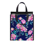 Pink Peony Floral Flower Pattern Print Insulated Lunch Tote