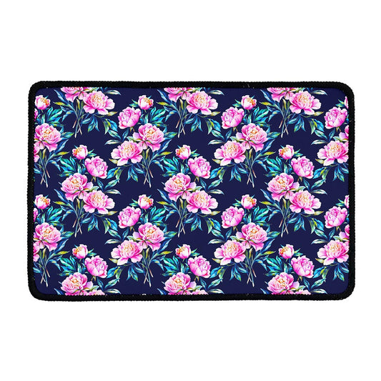 Pink Peony Floral Flower Pattern Print Kitchen Mat