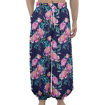 Pink Peony Floral Flower Pattern Print Lantern Pants