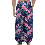 Pink Peony Floral Flower Pattern Print Lantern Pants