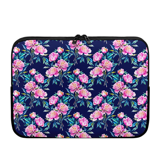 Pink Peony Floral Flower Pattern Print Laptop Sleeve