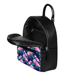Pink Peony Floral Flower Pattern Print Leather Backpack