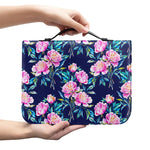 Pink Peony Floral Flower Pattern Print Leather Bible Cover