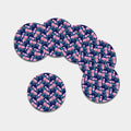 Pink Peony Floral Flower Pattern Print Leather Coaster Set