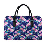 Pink Peony Floral Flower Pattern Print Leather Duffle Bag
