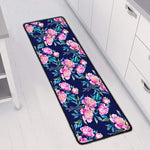 Pink Peony Floral Flower Pattern Print Long Kitchen Mat