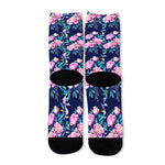 Pink Peony Floral Flower Pattern Print Long Socks