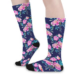 Pink Peony Floral Flower Pattern Print Long Socks