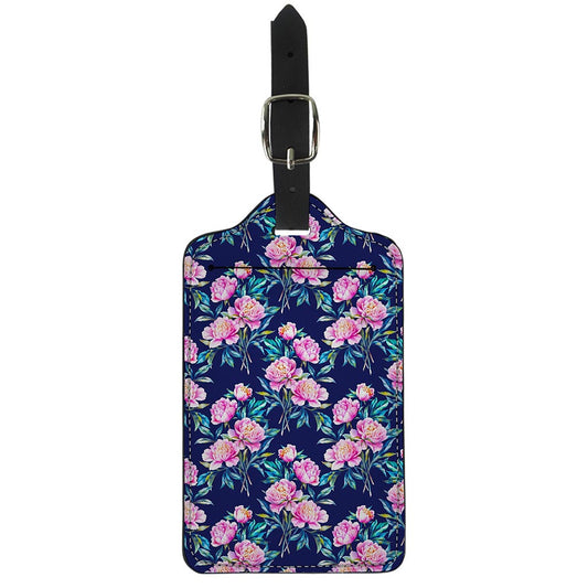 Pink Peony Floral Flower Pattern Print Luggage Tag
